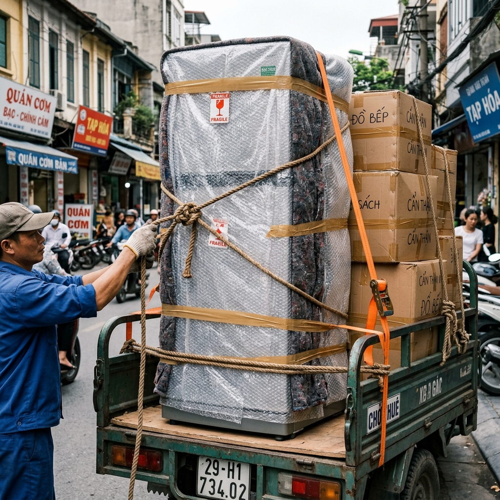Đóng gói đồ đạc kỹ lưỡng trước khi vận chuyển