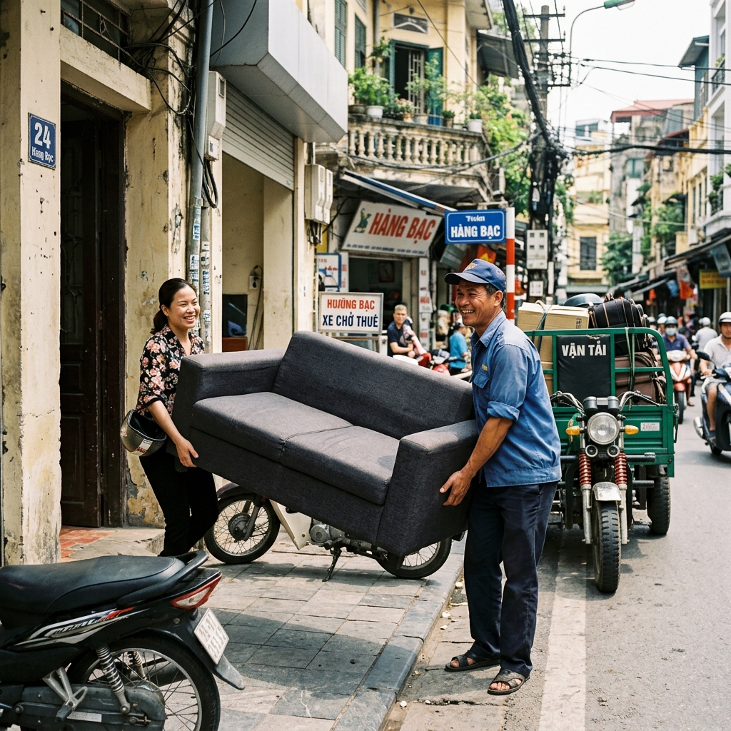 Tài xế hỗ trợ bốc xếp sofa nặng Tài xế hỗ trợ bốc xếp sofa nặng