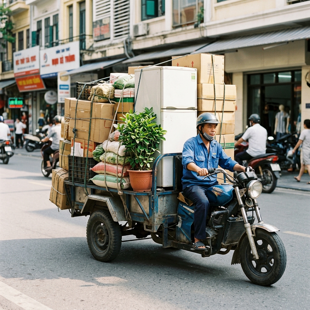 Khả năng chuyên chở đa dạng của xe ba bánh tại Hà Nội