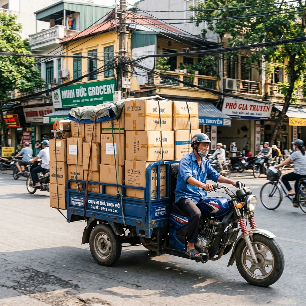 Thuê xe ba gác chở hàng giá rẻ, di chuyển nhanh chóng
