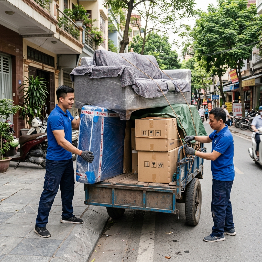Đội ngũ chuyên nghiệp bốc xếp đồ lên xe thương binh Đội ngũ chuyên nghiệp bốc xếp đồ lên xe thương binh